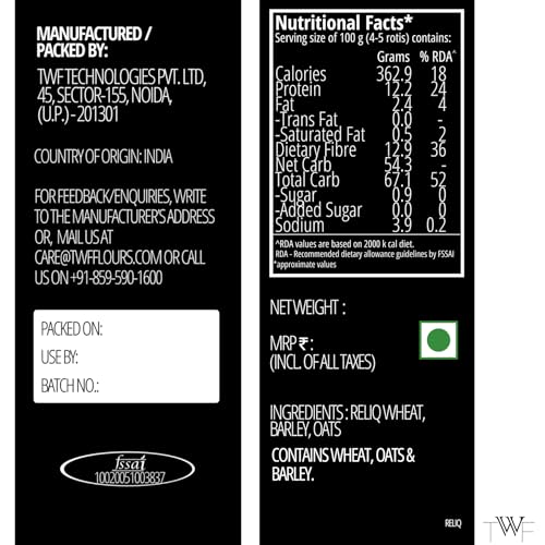 Image of TWF Low GI Reliq Atta | 5kg | Ancient Heirloom Wheat Flour (10,000-Year-Old Variety) | Naturally Low in Gluten | High in Fiber, Minerals & Antioxidants | Gut-Friendly & Easy to Digest | Chemical-Free, Unbleached & Non-GMO | Soft, Nutty Rotis for Daily Family Use