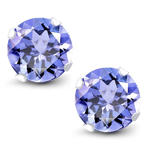 Gem Stone King Solid 14K Gold Genuine Natural Tanzanite Stud Earrings for Women Men | Gemstone Birthstone | Round 5MM | Gold Earrings | 1.00 Cttw3