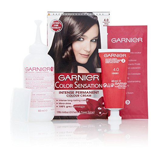 3 x Garnier Color Sensation, intensive, Permanente Colorationscreme, 4.0 Tiefes Braun