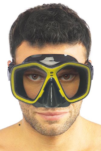 Wave Runner Snorkel Diving Mask with Adjustable Strap Great for Pools Beach Lake Includes Dry Valve Mask Strap Clip Flex Tube Mouthpiece and Purge Valve The Mask Includes Adjustable Strap (Yellow)