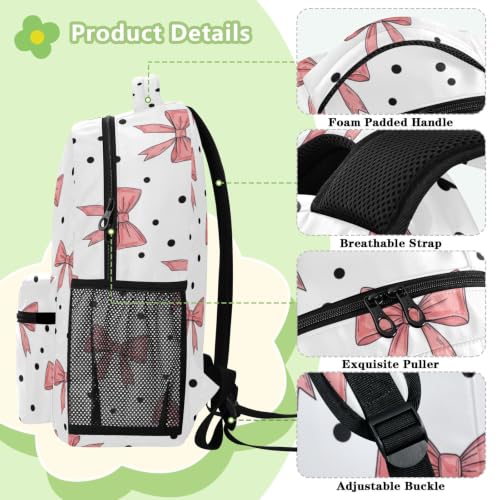 Sac à dos d'école imprimé nœuds roses blancs grands enfants - 4