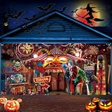 Maijoeyy 13x6ft Halloween Garage Door Cover Horror Circus Halloween Garage Door Decorations Scary Clown Garage Buddy Decorations Outdoor Wall Covering