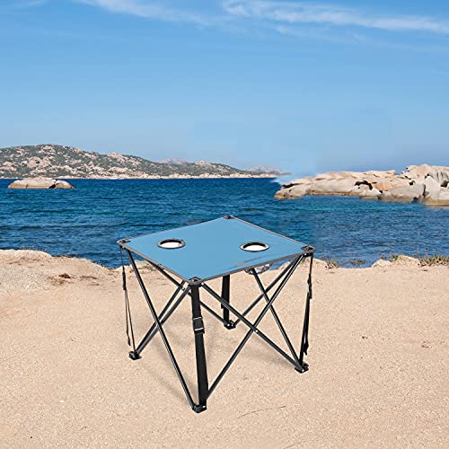 Arrowhead Outdoor 26” (66Cm) Heavy-Duty Portable Camping Folding Table, 2 Cup Holders, Compact, Square, Carrying Case Included, Steel Frame, High-Grade 600D Canvas, Usa-Based Support #TOP6