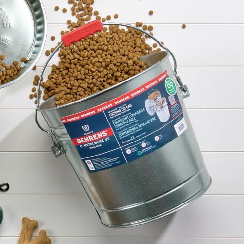 Behrens 6 Gallon Galvanized Steel Storage Can or Waste Bin w/Locking Lid & Handle (2 Cans, No Grip) - Image 5