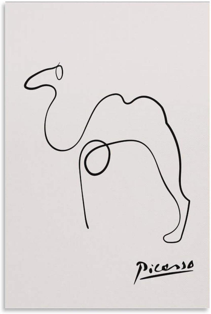QSDTGHUIKP Pablo Picasso Camel Sketch 40x60cm Frameless Vintage Canvas Wall Print Decor