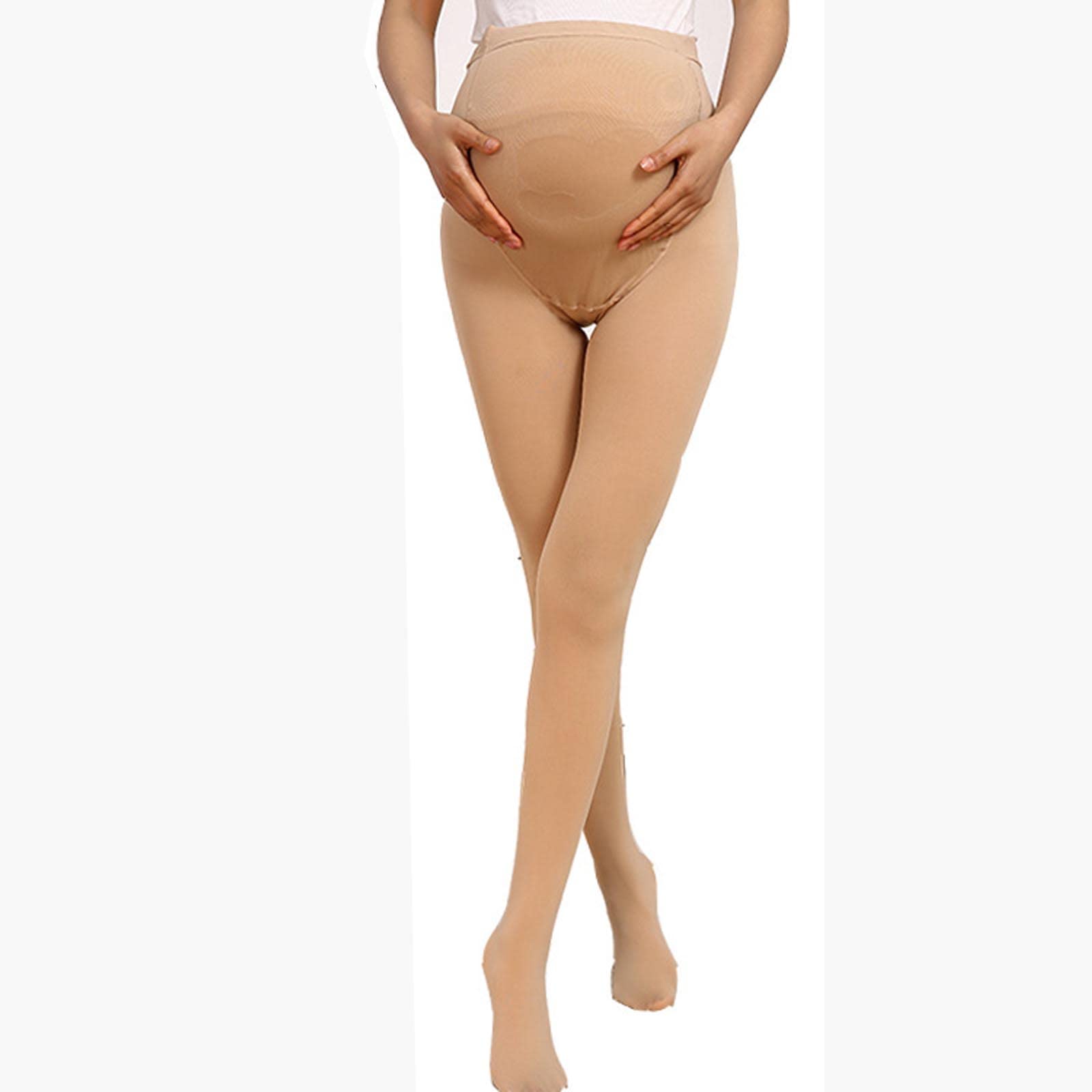 Zimowa moda ciążowa damskie legginsy ciążowe legginsy perforowane regulowany pas biodrowy legginsy polarowe, kawowe, bez fiszbin