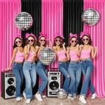 Party Backdrop Curtain -10×10ft Black & Pink Background Decor for Birthdays, Baby Showers, Home Parties,Easy to Set up, Durable Photo Booth Wall Decoration for Adults & Kids - Image 4
