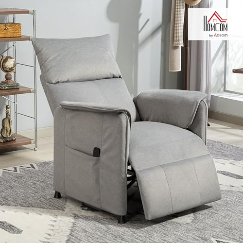 HOMCOM Fernsehsessel Elektrisch TV Sessel mit Liegefunktion Relaxsessel mit Fußteil Seitentasche Verstellbarer Rückenlehne ergonomisch Liegesessel Ruhesessel für Schlafzimmer Wohnzimmer Grau – Bild 3