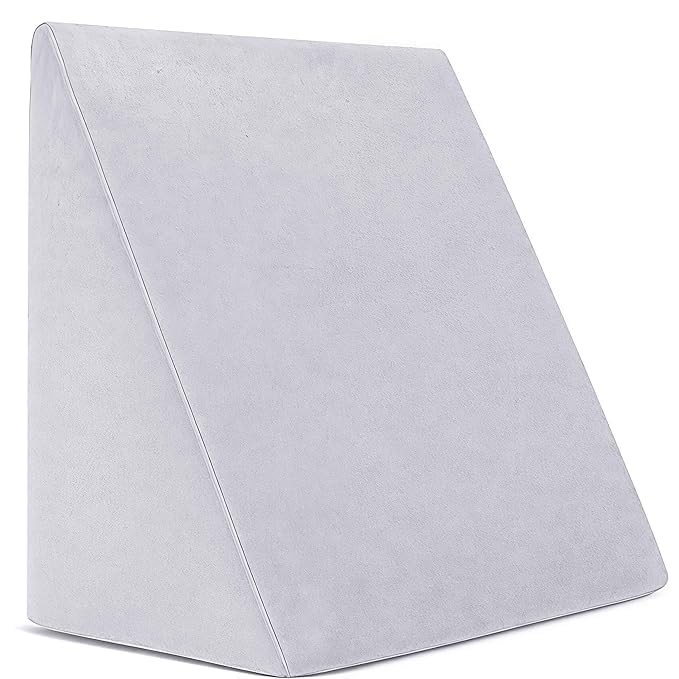 NUVOLE Wedge Cushion | Wedge Pillow - Ergonomic Bed Pillow for Back, Neck & Support | Acid Reflux & Post-Surgery Recovery | Washable Cover Orthopedic Bed Wedge for Post-Surgery Relief (Light Grey)-image-41