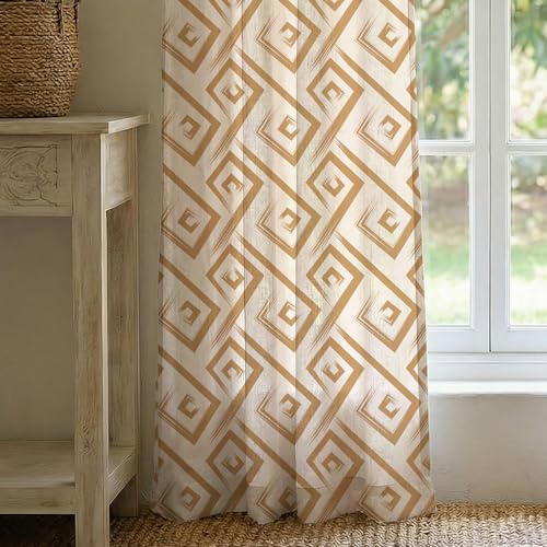 Urban Space 100% Cotton Geometric Curtains For Windows Bedroom, H...