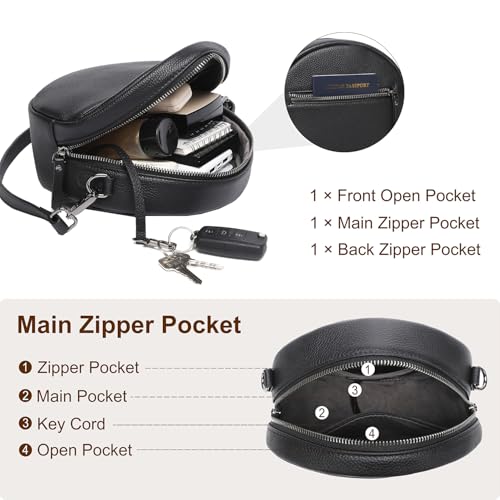 Image of COOLCY Leather Crossbody Bags,Circle Purse Shoulder Bag, Fashion Round Handbag for Travel,Valentine's Gift for Women
