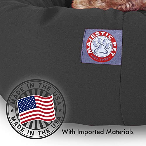 Image of Majestic Pet 24 Inch Poly-Cotton Sherpa Calming Dog Bed - Cozy Soft Round With Spine for Head Support - Washable Fluffy Donut 24x19x7 (Inch) for Small Pets - Gray