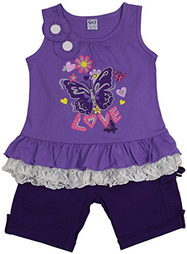 Image of ToBeInStyle Girl's Two Piece Summer Set Cute Tee Top and Matching Shorts Adorable Outfit
