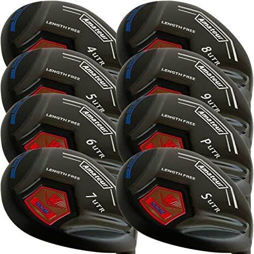 Japan WaZaki 4-SW USGA R A Rules Hybrid Irons Golf Club Set or Single Utility,with Cover,Amateur Model,Whole Black Oil Finish,Mens Regular Flex,55g Light Graphite Shaft,Plus Half Inch Length,0.60 Grip