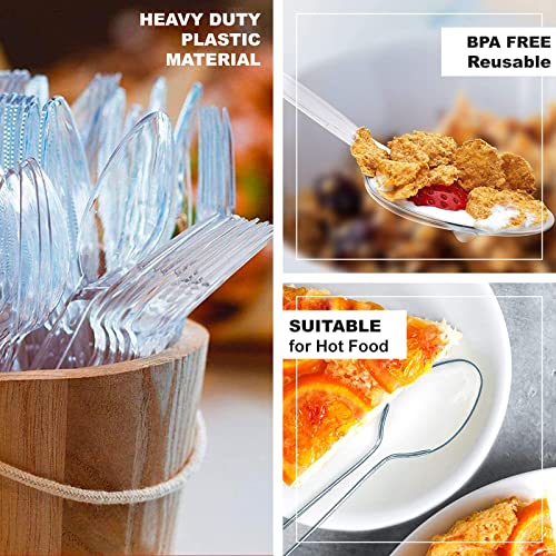 Edi [300 Spoons] Heavy-Duty Clear Disposable Plastic Cutlery | Value Pack | Bpa-Free | Dishwasher-Safe | Recyclable #TOP5