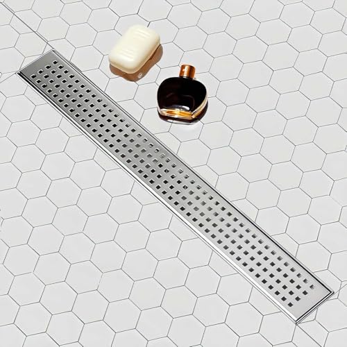 SaniteModar Linear Shower Drain 36 inch Brushed with Square Hole Panel