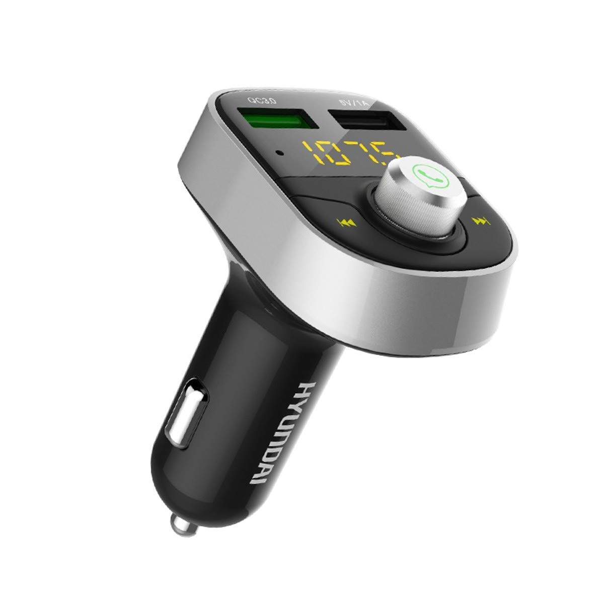YONGYAO 12V-24V Bluetooth Coche Reproductor de MP3 Puerto USB Dual QC 3.0 Cargador rápido LED Advertencia de Voltaje de Pantalla Llamada Manos Libres U Disco Música-Plata
