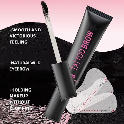 Kit de Tinte para Cejas,Gel de Fijador de Cejas Waterproof Antimanchas Estereotipado con 3 Reutilizable Plantillas de Cejas,Tinte Cejas Permanente Color Natural Efecto Duración de 3 Días-Marrón Oscuro - imagen 7