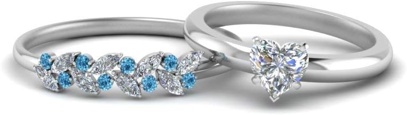 Choose Your Gemstone Unique Diamond CZ Bridal Ring Set 925 Sterling Silver Heart Shape Wedding Ring Sets Matching Jewelry Wedding Jewelry Easy to Wear Gifts US Size 4 to 12