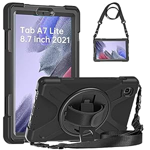 Gerutek 360 Rotating Stand Hard Case for Samsung Galaxy Tab A7 Lite, Black
