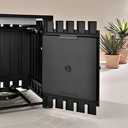 Volans 23.6In Gas Fire Pit Table, 40,000 Btu Steel Propane Fire Pits With Tabletop Lid, Hideaway Tank Holder, Ul Certified Fire Table With Adjustable Flame For Outdoor, Patio, Backyard, Party, Black #TOP4