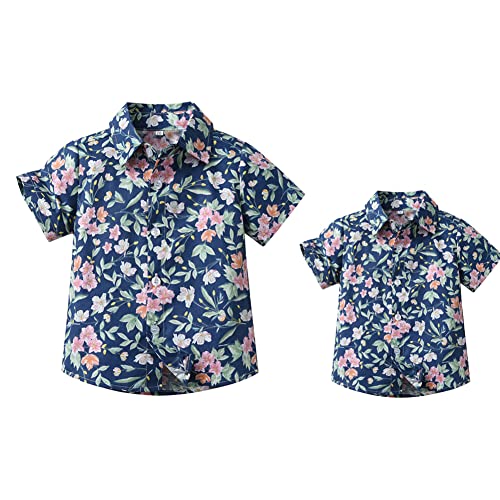 Image of Daddy and Me Matching Outfits Hawaiian Father and Son Matching Shirts for Family Photoshoot Summer Men Boys Father's Day Tops