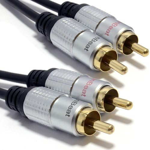 Pro Audio Metal 2 x RCA Phono Plugs to Twin Plugs Cable Lead Gold 2m [2 metres]