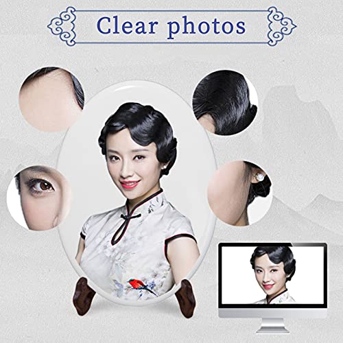 ITODA Headstone Pictures Ceramic Memorial Tile, Personalized Slate DIY Photo Plaque Frames Waterproof Gravestone Monuments Oval Grave Garden Stones Edit Weatherproof Commemorative Pictures