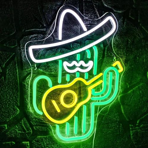 NEON LED Licht, dekorative Wand-Leuchte, Kaktus mit Girarre, grün, ca. 41 x 32,8 x 2 cm, Deko-Licht, Wohnzimmer, Gaming-Zimmer, Nachtlicht für Schlafzimmer, Gamer Design-Lampe, USB-Betrieb NEON LED Licht, dekorative Wand-Leuchte, Kaktus mit Girarre, grün, ca. 41 x 32,8 x 2 cm, Deko-Licht, Wohnzimmer, Gaming-Zimmer, Nachtlicht für Schlafzimmer, Gamer Design-Lampe, USB-Betrieb