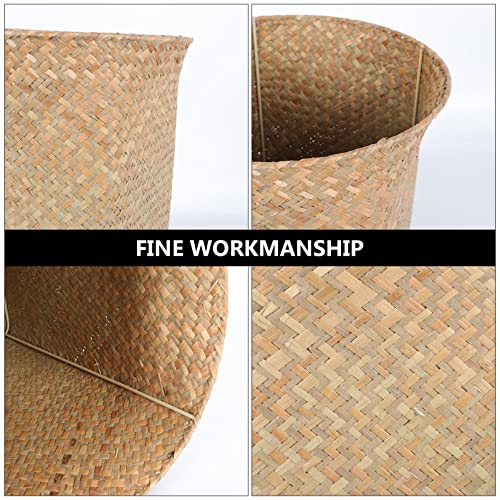 Image of Alipis 1Pc Straw Woven Wastebasket Multi-Purpose Trash Container for Home Office Creative Storage Holder for Living Room Bedroom Kitchen and Room