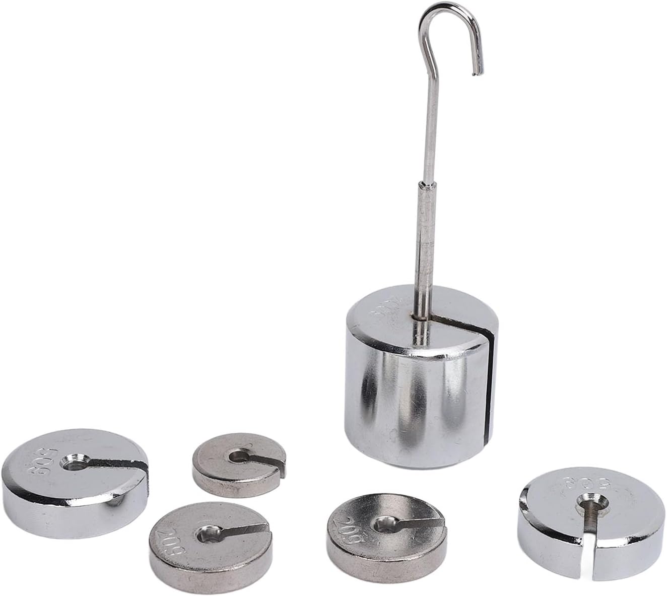Dpofirs Versatile Lab Slotted Mass Set Sturdy Chrome Plated Steel Accurate 200g 50g 20g 10g Weights for Classroom, Laboratory Usage