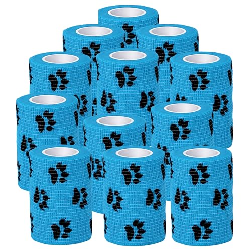 Image of Foodie Puppies 4-Inch Self-Adhesive Kinesiology Pet Bandages - (12 Rolls, Large, 1.8M Each) | Waterproof, Elastic, Breathable Wrap for Dogs, Cats, and Humans | Wound Care, First Aid, Injury Recovery