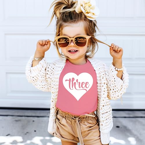 Third Birthday Shirt for Girls Three in Heart 3rd Birthday Outfit for Toddler Girls4