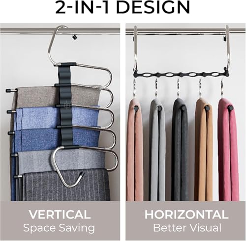 Image of JD FRESH 5 in 1 Stainless Steel Foldable Clothes Hanger /Heavy Duty Space Saving Wardrobe Hanger with Rotating Hook /Multi-Purpose Hanger for Pants, Shirts & Dresses (Pack 1)
