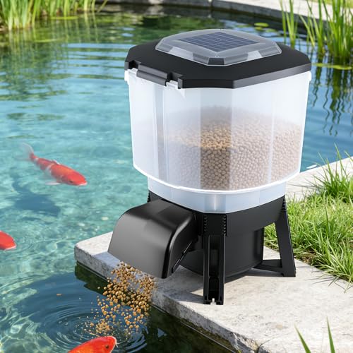 Solar Automatic Fish Feeder for Pond Big Tank Auto Outdoor Koi Fish Feeder