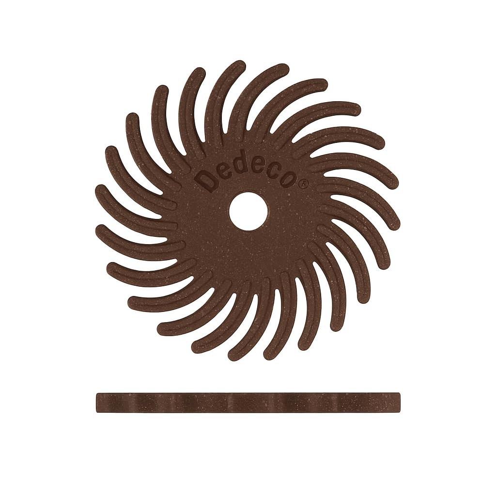 Dedeco Sunburst Radial Bristle Discs 48-Pack - 1" Curved - Brown 36 Grit (Ultra-Coarse) - Aluminum Oxide for Polishing & Finishing