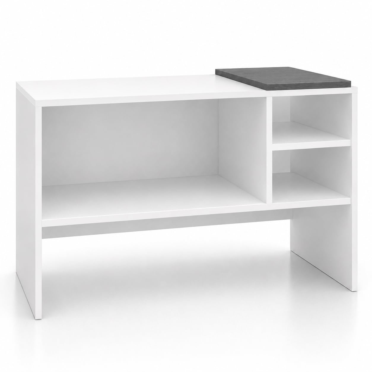 Mostrador de Recepción Atenea. Mostrador para Oficina, Tienda y Clínica, con Almacenamiento Interior, 140cm Ancho, Gris Grafito
