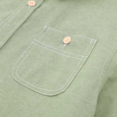 Spring&Gege Boys' Long Sleeve Chambray Shirt Casual Cotton Woven Button Down Shirt with Two Pockets4