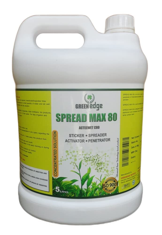 See full amazon price history chart for Greenedge SPREADMAX C-80 (5 Liters) - ACTEEWET 80 Liquid Concentrate | Spreader, Sticker, Activator and penetrator for Plants | Retain Nutrients- Enhance Growth | Organic Non-Ionic Spreader Greenedge SPREADMAX C-80 (5 Liters) - ACTEEWET 80 Liquid Concentrate | Spreader, Sticker, Activator and penetrator for Plants | Retain Nutrients- Enhance Growth | Organic Non-Ionic Spreader (B0C6MB79RJ) Amazon Price History, Amazon Price Tracker