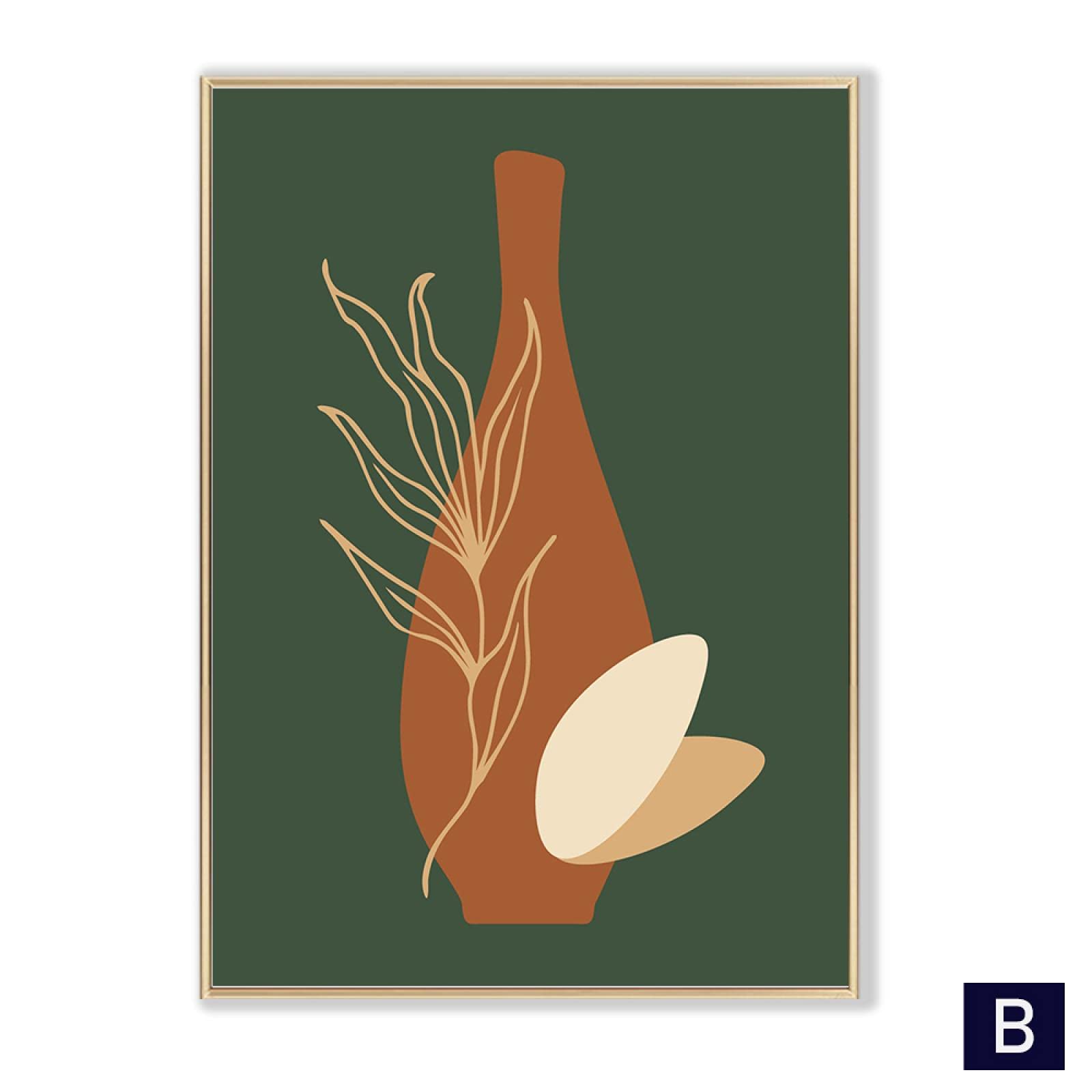 Quadri murali artistici Poster-Linea astratta Foglia di pianta Nordic Poster e stampe Pittura boho per la decorazione del soggiorno 32 "x 48" (80x120 cm) X3 Senza cornice