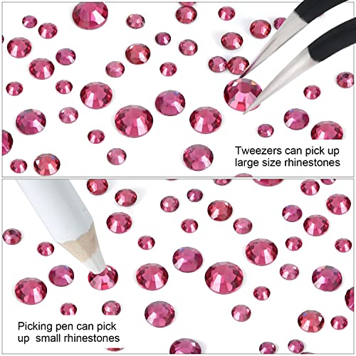 4240Pcs Flatback Rose Rhinestones Glass Crystal Diamonds For Nail Art Face Jewels Sparkly Round With Tweezers And Picking Pen (Ss6~Ss20 Set)… #TOP3