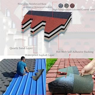 Self-Adhesive Asphalt Roofing Shingles 100X32.5CM Blue Waterproof Roofing Tiles with Hot Melt Adhesive Layer, for Sunrooms, Gazebos, Terraces, Roof Renovation(21pcs)