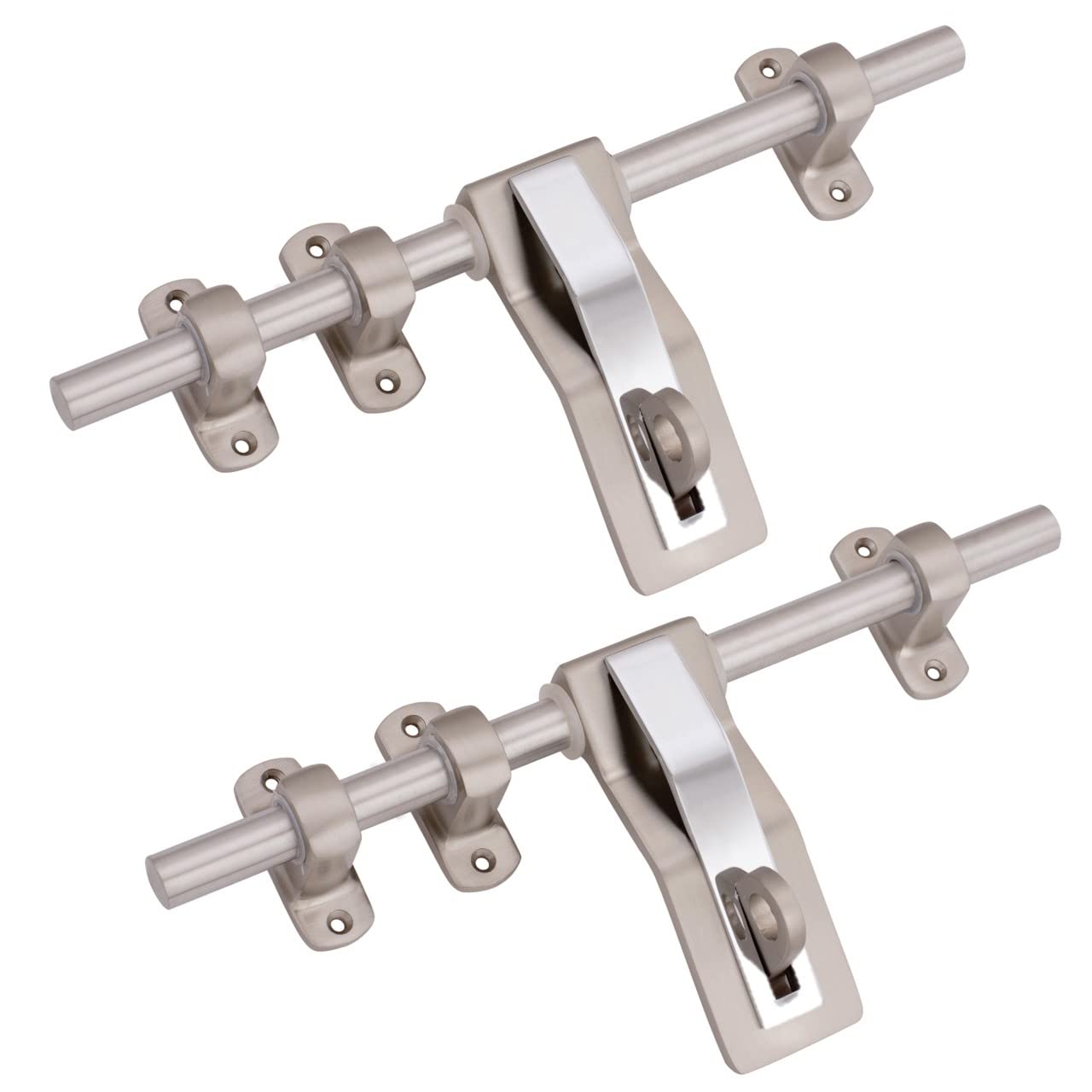 Atom Set of 2 Zinc Aldrop | 12 Inch Fancy Aldrop for Door Fittings Kit, Door Accessories | Chrome Plated Silver Satin Finish (WZA006)