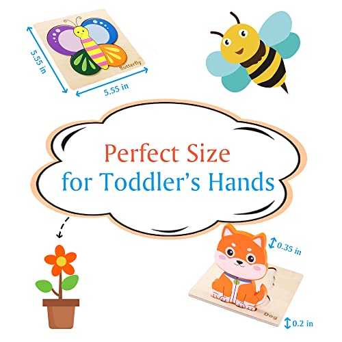Tmgooyier Wooden Toddler Jigsaw Puzzle Gift Toy For 1 2 3 Years Old Boys And Girls,6 Pack Animal Shape Montessori Toy For Infant,Toddler Sensory Toy,Fine Motor Skill Early Learning Educational Gift #TOP2