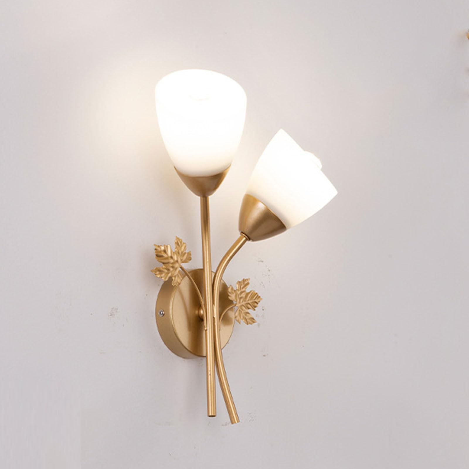 AWEITG American Vintage Style Wall Sconce - Black and Gold Indoor Lighting Fixture, Durable Iron Flower Shape Lamp G9 Light Source(B-gold2)