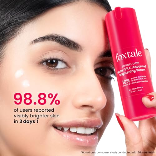 Image of Foxtale 10% Vitamin C-Glutathione Brightening Face Serum for Glowing Skin, Treats Dark Spots, Pigmentation & Dullness, Beginner & Sensitive Skin Friendly | All Skin Types | Women & Men | 30ml