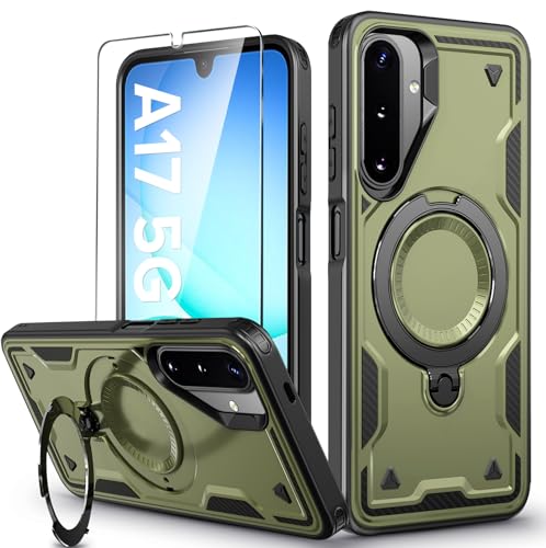 Image of for Samsung Galaxy A17 Case Magnetic with Stand, with Mag-Safe, with Screen Protector, Wireless Charging, Shockproof for Samsung A17 5G Phone Case, Ring Holder Phone Cover, for Samsung A17