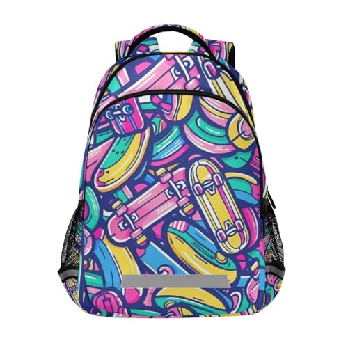 ALAZA Teens School Backpack Abstract Skateboard Laptop Backpack with Reflective Strap,Travel Backpack Casual Daypack for Elementary Primary Middle Bookbag