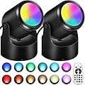 URTOM RGBW LED Spot Lights Indoor 6W Up Lights Indoor with Remote Color Changing Uplighting Indoor 120V Christmas Spotlight Dimmable Uplights Indoor for Parties Plant Halloween Decor, 2 Pack
