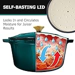 Mueller DuraCast 6 Quart Enameled Cast Iron Dutch Oven Pot with Lid, Heavy-Duty, Oven Safe up to 500° F & Across All Cooktops, Wedding Registry Ideas & Gifts, Emerald - Image 5